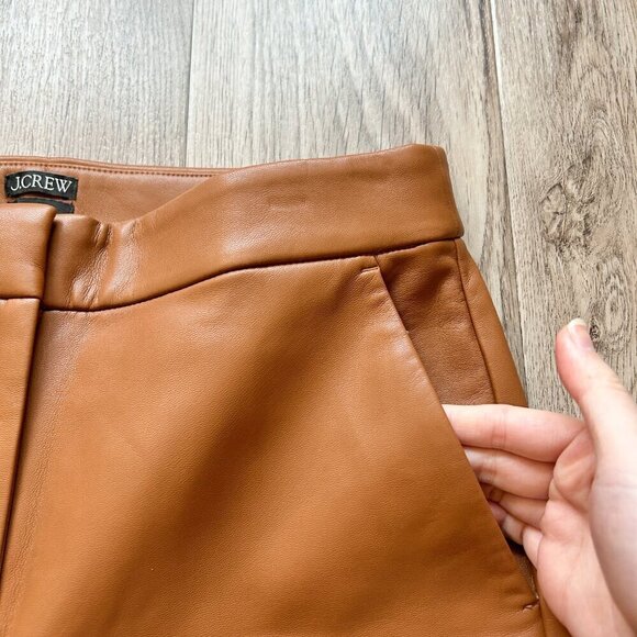 J. Crew Kate Straight Leg Faux Leather Pant in Brown Leather Saddle Size 2 - Picture 5 of 11